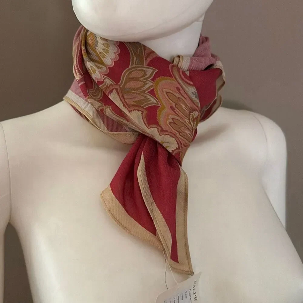 Lauren Ralph Lauren Silk Blend Scarf 36” Square Gold